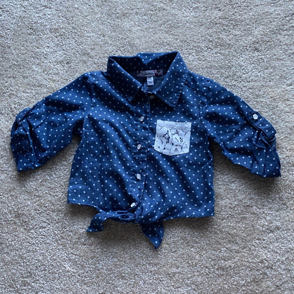 Speechless girls XS 4/5 button up polka-dot shirt